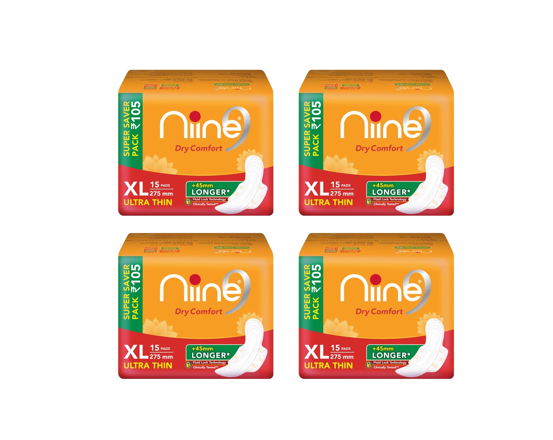 Niine Dry Comfort Ultra Thin XL+ Pads - Pack of 50